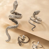 Nukty Vintage Snake Animal Rings for Women Gothic Silver Color Geometry Metal Alloy Finger Various Ring Sets Jewelry Wholesale