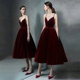 Nukty Short Evening Dress A Line velvet Girls Party Dress Vintage Prom Gowns
