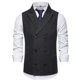 Nukty Vest Men Double Breasted Suit Vests Men Mens Sleeveless Suit Vest Waistcoat Vintage Formal Blazers Waistcoat for Wedding chaleco