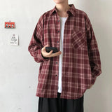 Nukty Chemise Homme Street Men Blouse Shirts Vintage Oversized  Flannel Boyfriend Plaid Shirt For Women Casual Korean Tops