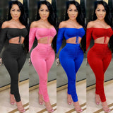 Nukty two piece set tracksuit women 2 piece sets womens outfits crop top stacked leggings fall clothes two pieces outfits