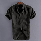 Nukty Men's Casual Short Sleeve Shirts Leisure Street Wear Lapel Button-down Solid Color Shirts for Men Vintage Vacation Blouse M-3XL