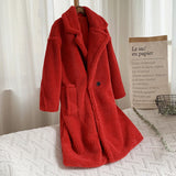Nukty Winter Thick Warm Solid Teddy Coat Women High Street Oversized Pink Faux Lamb Fur Coat Ladies Long Faux Fur Jacket