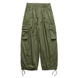 Nukty Multi-Pocket Cargo Pants Men's Casual Solid Colour Straight Pants Baggy Wide-leg Cropped Pants Men Ankle-length Pants