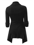 Nukty Cable Knit Asymmetrical Long Cardigan Women Sweater Female Casual Solid V-Neck Long Sleeve Winter Cardigans