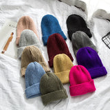 Nukty New Candy Colors Winter Hat Women Knitted Hat Warm Soft Trendy Hat Kpop Style Wool Beanie Elegant All-match Hat