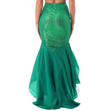 Nukty Womens Skirt Mermaid Role Play Costumes Fish Scale Print High Waist Trumpet Fishtail Skirts for Halloween Role Play Theme Party