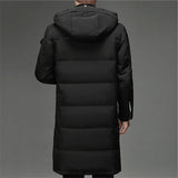 Nukty New Winter White Duck Down Jackets Men Hooded Long Winter Coat Men Thick Warm Fashion Down Coat Mens Brand Parka Plus Size 5XL