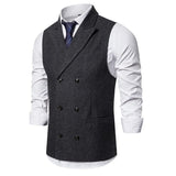 Nukty Vest Men Double Breasted Suit Vests Men Mens Sleeveless Suit Vest Waistcoat Vintage Formal Blazers Waistcoat for Wedding chaleco