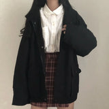 Nukty Basic Jackets Women Spring Long Sleeve Feminino Outwear Loose BF Harajuku Chic Students All-match New Fashion Cargo Solid Pocket