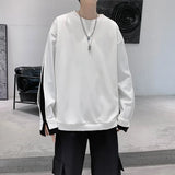 Nukty Autumn Winter Long Sleeve Men T Shirts Clothes Black White Patchwork Fake Two Cool Fashion Tops Oversized Korean Style Side Slit