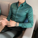 Nukty Plus Size S-7XL High Quality Men Dress Shirt Autumn Long Sleeve Solid Business Slim Shirts Homme Dress Social Casual Shirt