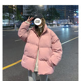 Nukty Winter Jacket Clothes Women Men of The Same Paragraph Couples Cotton Jackets Loose Stand-up Collar Warm Bread Jacket Down Coat