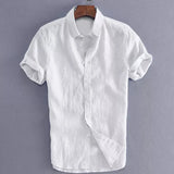 Nukty Men's Casual Short Sleeve Shirts Leisure Street Wear Lapel Button-down Solid Color Shirts for Men Vintage Vacation Blouse M-3XL