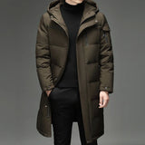 Nukty New Winter White Duck Down Jackets Men Hooded Long Winter Coat Men Thick Warm Fashion Down Coat Mens Brand Parka Plus Size 5XL