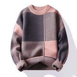 Nukty New Causal Sweater Men Warm Half Turtleneck Pullover Knitted Sweater Men Fashion Patchwork Knitting Pullovers Loose Sweaters