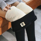 Nukty Winter Fleece Lined Leggings Women High Waist Velvet Keep Warm Pants Solid Comfortable Stretchy Thermal Tights Plus Size Leggins
