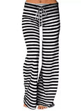 Nukty Print Sleep Bottom Women Cotton Long Pant Home Pajamas Soft Slip Summer Pants Drawstring Big Size Sexy Stripe Casual Big Size