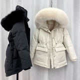 Nukty Cotton Padded Fur Parka New Big Fur Collar Down Winter Jacket Women Thick Warm Parkas Female Outerwear