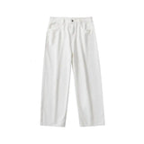 Nukty Wide Leg Jeans Men Fashion Casual White Jeans Men Streetwear Korean Loose Hip-hop Straight Jeans Mens Denim Trousers M-3XL