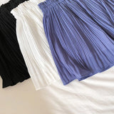 Nukty Solid Chiffon Summer Shorts Skirt Women Fashion Elastic Waist Pleated Mini Skirt Casual Beach Faldas Saias