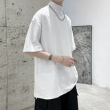 Nukty Streetwear Turtleneck Men Tshirt Solid Hip Hop Male Oversized T shirts Man Casual Short Sleeve Top Tees Black/White/Purple