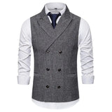 Nukty Vest Men Double Breasted Suit Vests Men Mens Sleeveless Suit Vest Waistcoat Vintage Formal Blazers Waistcoat for Wedding chaleco