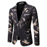 Nukty WELL DRESSED MEN Gentleman Blazers Men Blue Patterning Printed Suit Jacket Casual Coat Prom Singer Concert Stage Costume Winter Size S-5XL