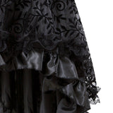 Nukty Women Gothic Floral Lace Ruffled Skirt Asymmetrical High Low Skirt Steampunk Pirate Skirts Halloween Costumes Plus Size