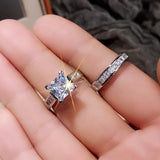 Nukty Fashion Wedding Ring Set for Women Dazzling Square Zirconia Luxury Lady Accessories Set Trendy Delicate Bridal Jewelry