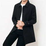 Nukty Spring Autumn Men Long Coat Windbreaker Casual Loose Design Solid Color Trench Men Fashion Korean Style Mens Jackets Outerwear