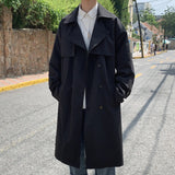 Nukty Korean style Spring Trench Coat Male Streetwear Windbreaker Trenchcoat Men Solid Business Casual Loose Long Overcoat