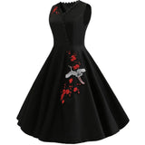 Nukty M-4XL Women Retro Dress Vintage 50s 60s Rockabilly Swing Party Dress Female Elegant Embroidered Vestidos