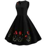 Nukty M-4XL Women Retro Dress Vintage 50s 60s Rockabilly Swing Party Dress Female Elegant Embroidered Vestidos