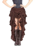 Nukty Women Sexy Gothic Steampunk Victorian Corset Skirt Ruffled Burlesque Asymmetrical Skirt
