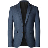Nukty New Blazers Men Solid Color Business Causal Mens Suits Coats Mens Blazers Two Buttons Flap Pocket Smart Casual Blazers for Men