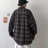 Nukty Chemise Homme Street Men Blouse Shirts Vintage Oversized  Flannel Boyfriend Plaid Shirt For Women Casual Korean Tops