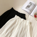 Nukty Solid Chiffon Summer Shorts Skirt Women Fashion Elastic Waist Pleated Mini Skirt Casual Beach Faldas Saias