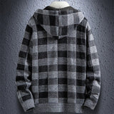 Nukty Winter Thick Cardigan Men's Sweater Zipper Striped Hooded Fashion Warm Slim fit Knitted Sweater Male Fleece Hoodies Coats men