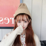 Nukty New Candy Colors Winter Hat Women Knitted Hat Warm Soft Trendy Hat Kpop Style Wool Beanie Elegant All-match Hat