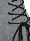 Nukty Casual Women Long Sleeve Autumn Dress Drawstring Lace Up Mini Hoodie Dress Vestidos Femme Gothic Fashion Dress Streetwear