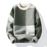 Nukty New Causal Sweater Men Warm Half Turtleneck Pullover Knitted Sweater Men Fashion Patchwork Knitting Pullovers Loose Sweaters