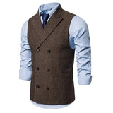 Nukty Vest Men Double Breasted Suit Vests Men Mens Sleeveless Suit Vest Waistcoat Vintage Formal Blazers Waistcoat for Wedding chaleco