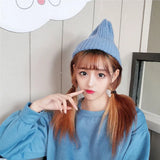 Nukty New Candy Colors Winter Hat Women Knitted Hat Warm Soft Trendy Hat Kpop Style Wool Beanie Elegant All-match Hat