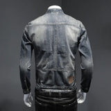 Nukty New Denim Jacket Men Motocycle Denim Coats Streetwear Fashion Slim Fit Cowboy Outerwear Moto Biker Mens Denim Jacket Casual Coat