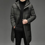 Nukty New Winter White Duck Down Jackets Men Hooded Long Winter Coat Men Thick Warm Fashion Down Coat Mens Brand Parka Plus Size 5XL