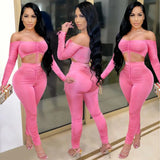 Nukty two piece set tracksuit women 2 piece sets womens outfits crop top stacked leggings fall clothes two pieces outfits