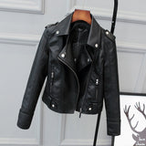 Nukty Fashion Motorcycle Jacket Women PU Leather Crop Coat High Street Hip Hop Zipper Locomotive Clothing Women's Short Jackets