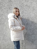 Nukty Cotton Padded Fur Parka New Big Fur Collar Down Winter Jacket Women Thick Warm Parkas Female Outerwear