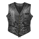 Nukty Men's Steampunk Cosplay Costume Vest Jacket New Rivet Button Faux Leather Cowboy Waist Coat Chalecos Para Hombre